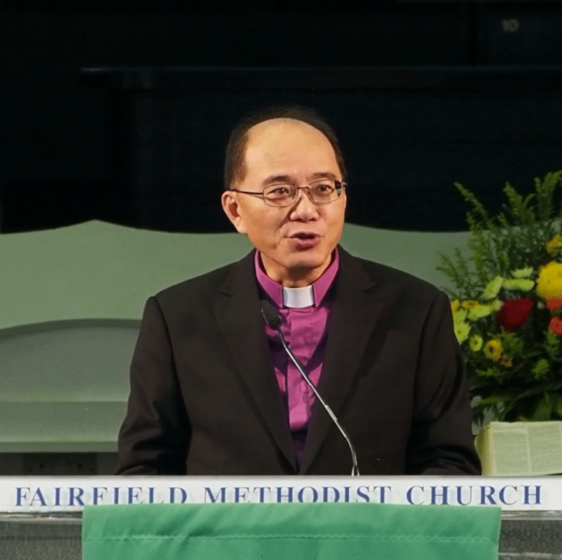 Dedicated pastor speaking at Fairfield Methodist Church, a vibrant Methodist church in Singapore.